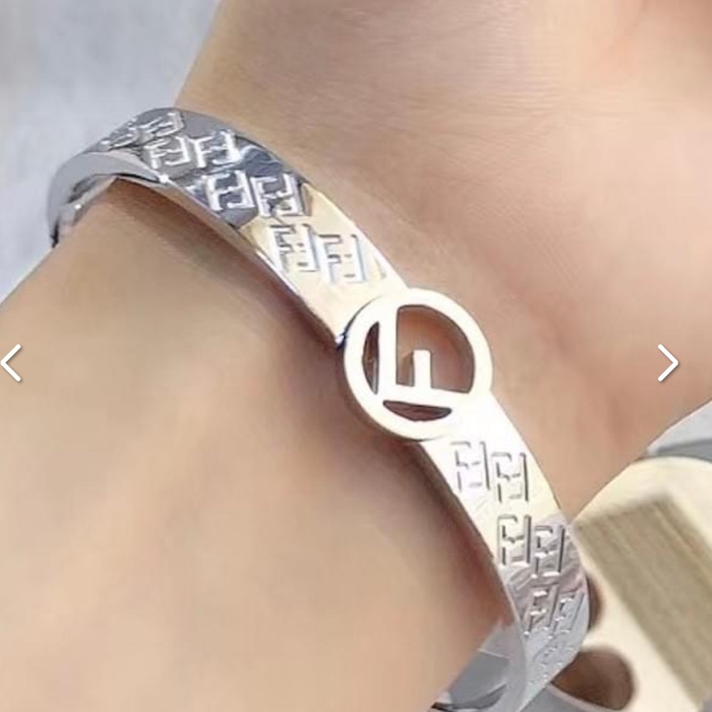 Fendi Logo Hinged Bangle Bracelet